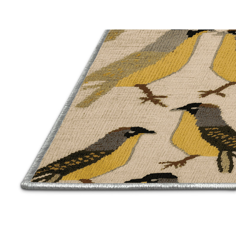  Tapis jaune lavable Bulbul, Rectangle de 5 pi x 8 pi