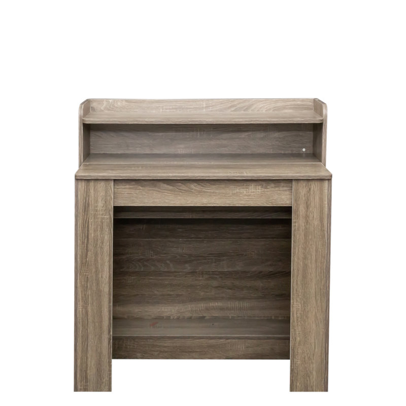 Bureau convertible en bois avec tablette de rangement latérale, table de salle à manger ou de travail extensible