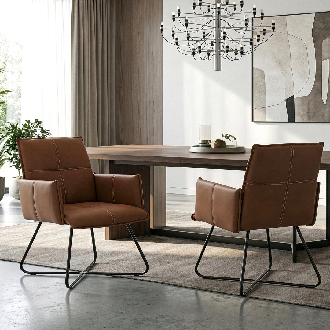 Marcie 19'' H Faux Leather Upholstered Armchair (Set of 2) Williston Forge