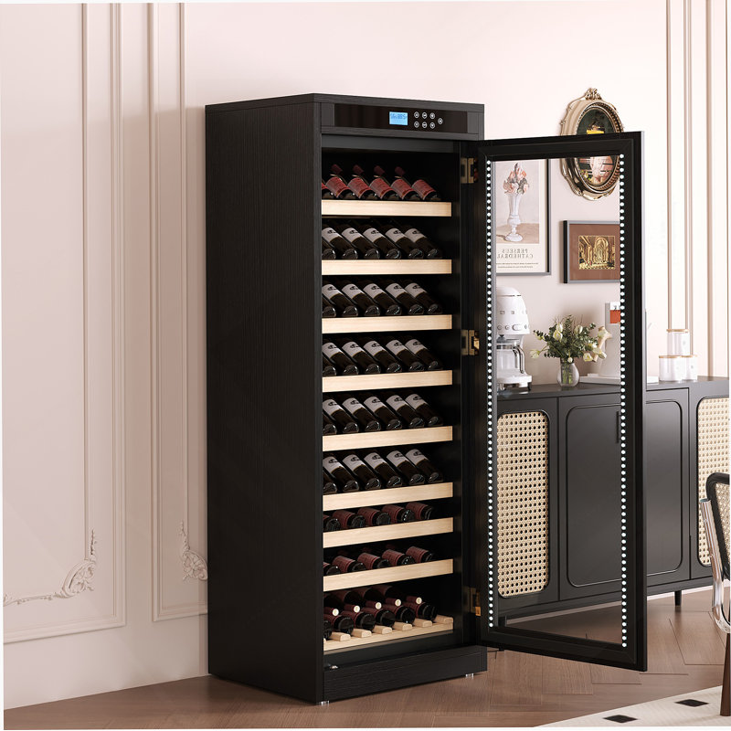 Intelligent Temperature-Controlled Multi-Tiered Wood Wine Cabinet