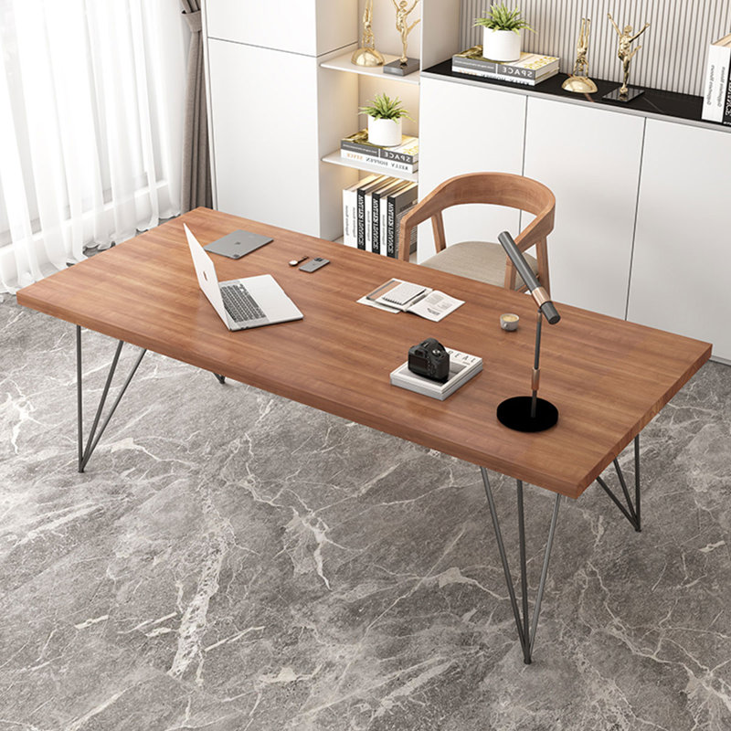 55" Walnut Rectangular Solid Wood desks, 29.53" H x 86.61" W x 35.43" D