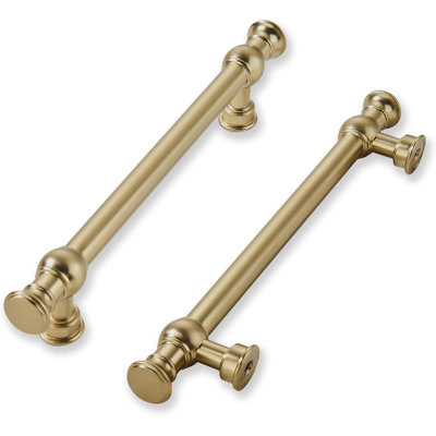 Paquet de 10 poignées d'armoire en laiton brossé, poignées robustes en métal massif pour armoires de cuisine, commodes et meubles de salle de bain, centre de trou de 5 pouces (128 mm)