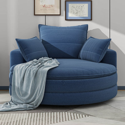 360° Swivel Sofa Chair Accent Barrel Chair Swivel Round Chair With Dual-Layer Cushion Design And 3 Removable Pillows