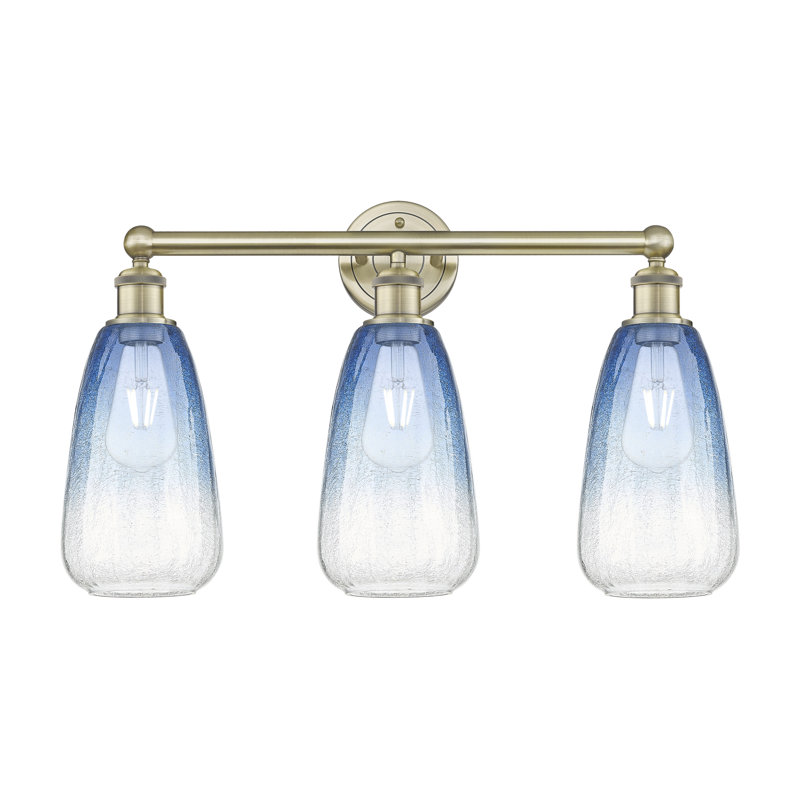 Brookhaven Almond 3 - Light Vanity Light, Blue / Antique Brass