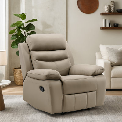 Fauteuil inclinable manuel Hanna, coussins en cuir fleur