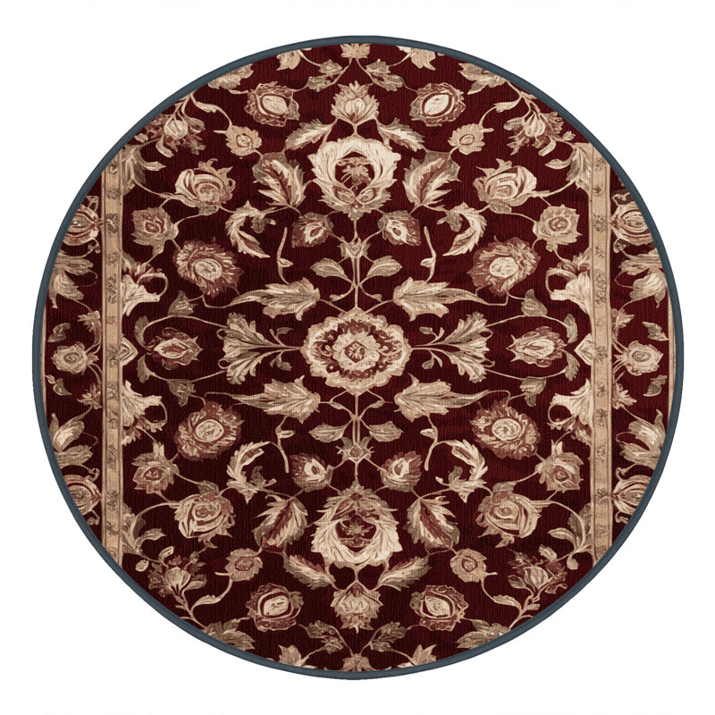 Machine Washable Persian Red Area Rug, Round 3'