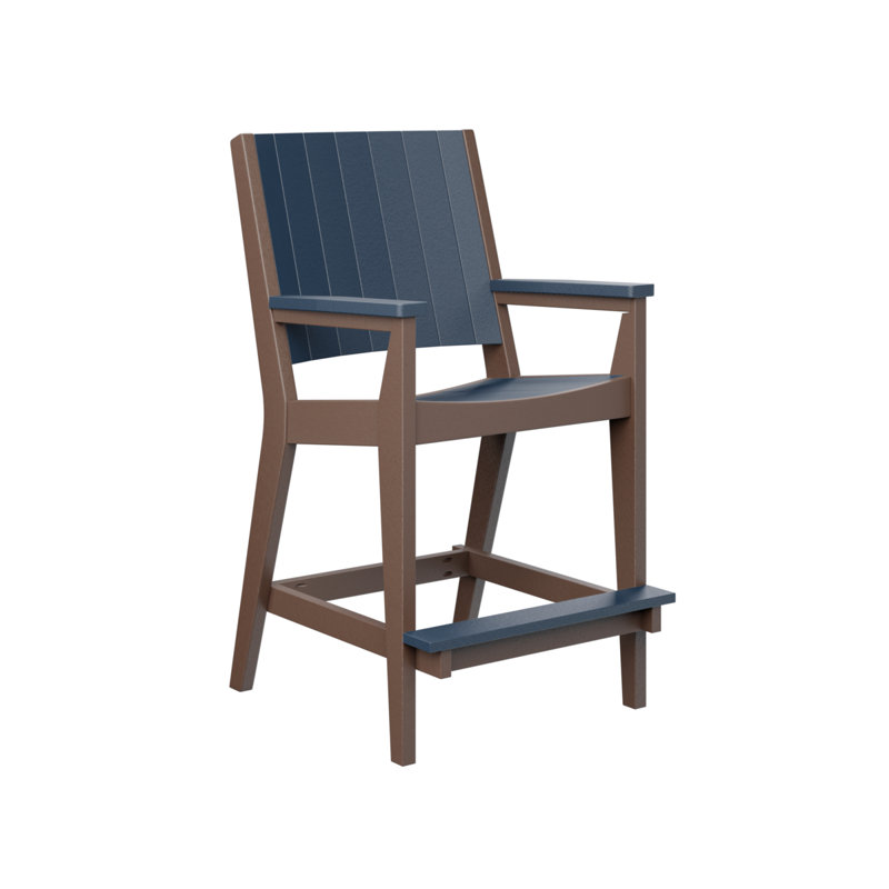 Mayhew Outdoor Bar Stool, Navy Blue, Chocolate Brown