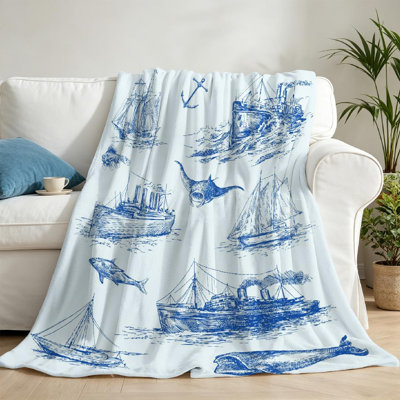 Jeté en flanelle bleu marine marine