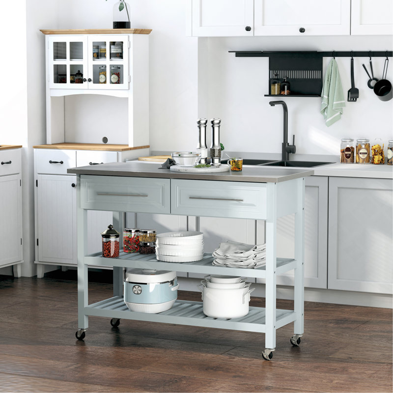 Îlot de cuisine polyvalent avec construction robuste et plateau élégant en acier inoxydable
