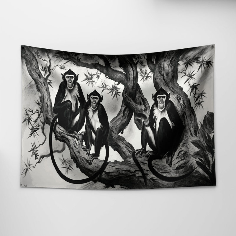 Tapisserie murale noir et blanc Wildlife, 51 po x 60 po
