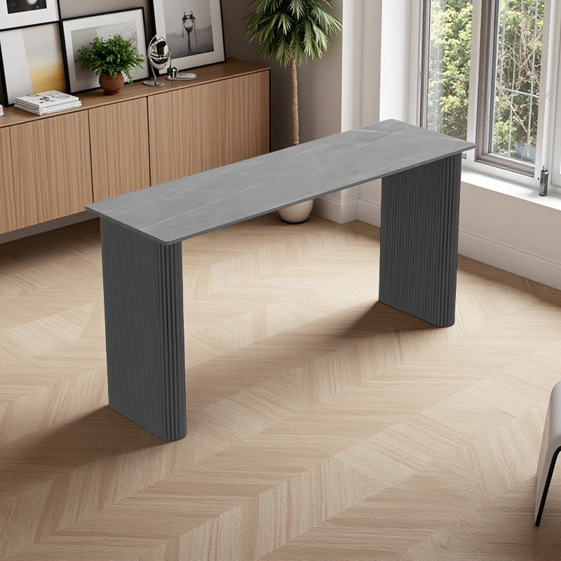 Table de bar moderne, H 41,3 po x L 62,9 po x l 15,7 po, Noir, Noir