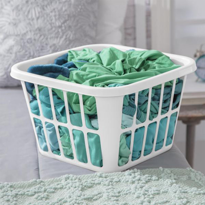 Sterilite Square Laundry Basket 1.25 Bushel Plastic Hamper with Handles, 24 Pack