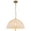 Luminaire suspendu de style campagne moderne à 1 lumière avec grand abat-jour tambour en lin, hauteur réglable de 17 à 94 po, luminaire E26 à intensité variable pour le salon de l'îlot de cuisine, homologué ETL, doré / beige
