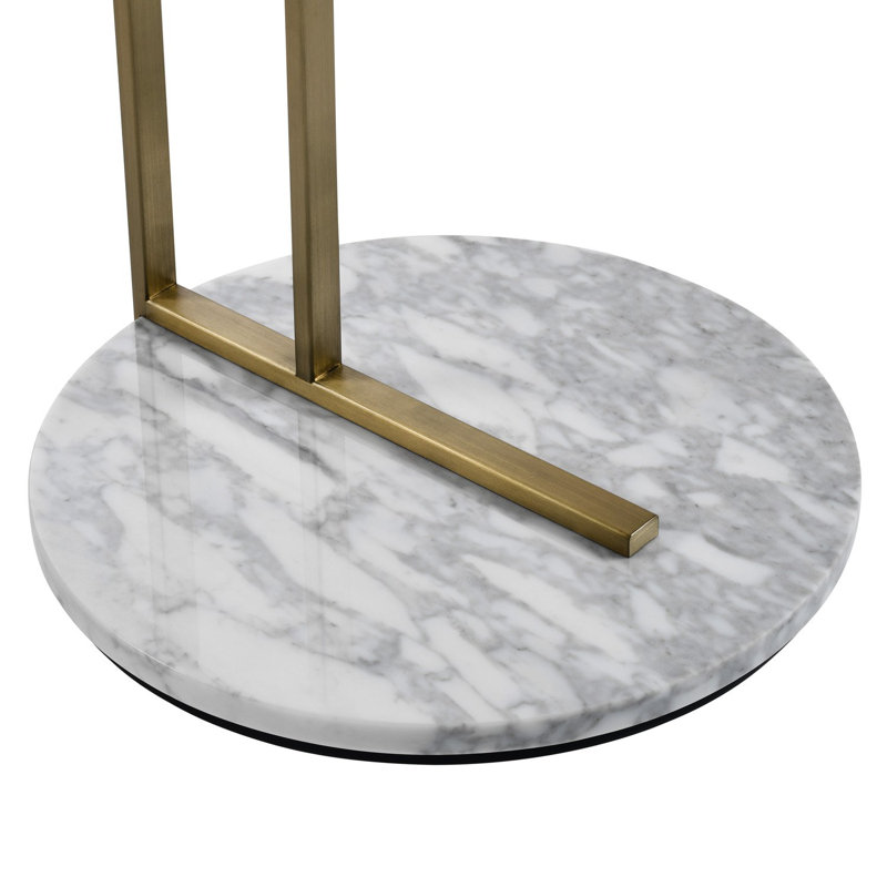 Table d'appoint Midas, Plateau blanc / base blanche de Carrare