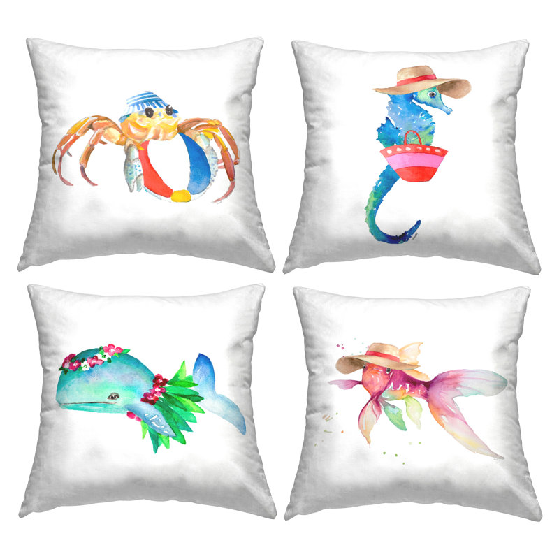 Coussin décoratif imprimé Summer Beach par Lanie Loreth (ensemble de 4)
