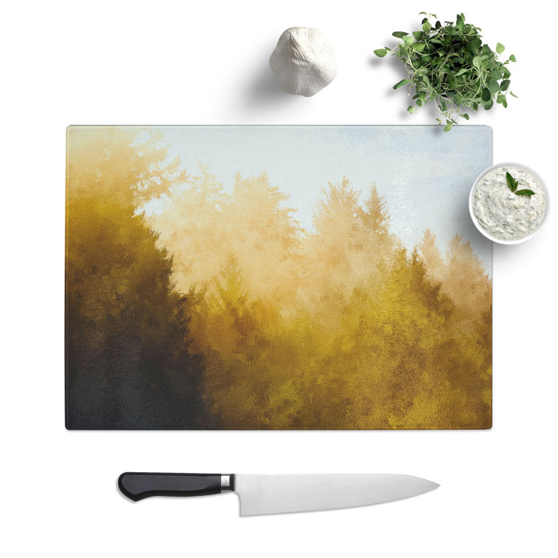 Tempered Glass Gold Forest Chopping Board, 20 cm x 28.5 cm