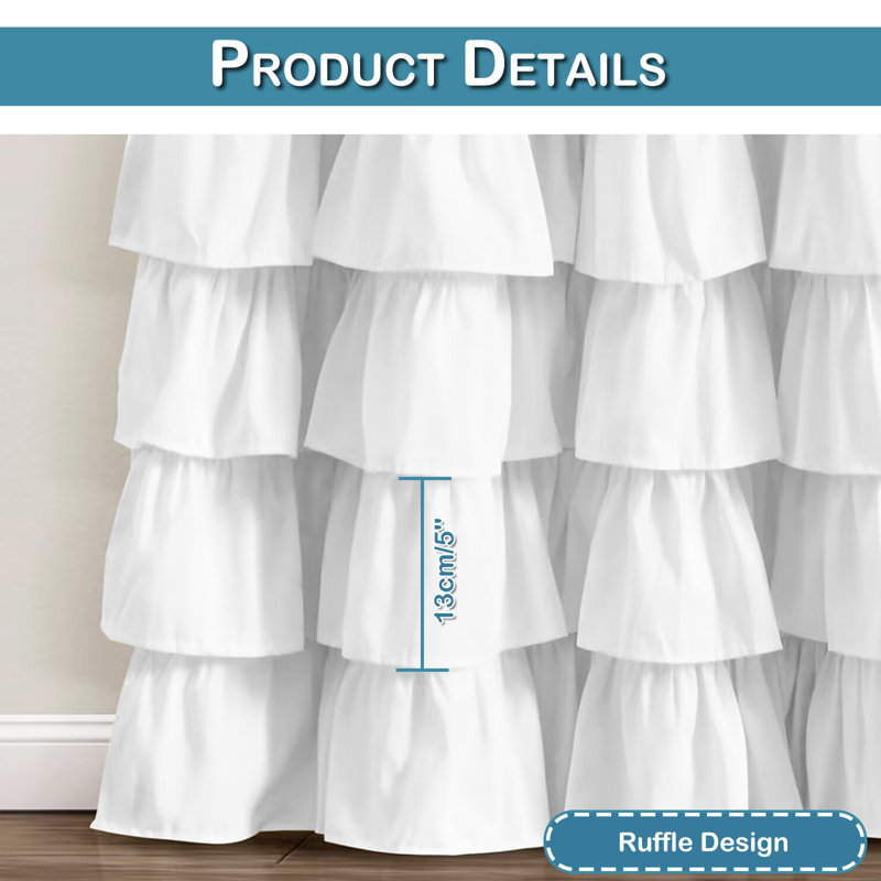 Rideaux transparents blancs à volants et rideaux Boho, L 52 po x L 84 po