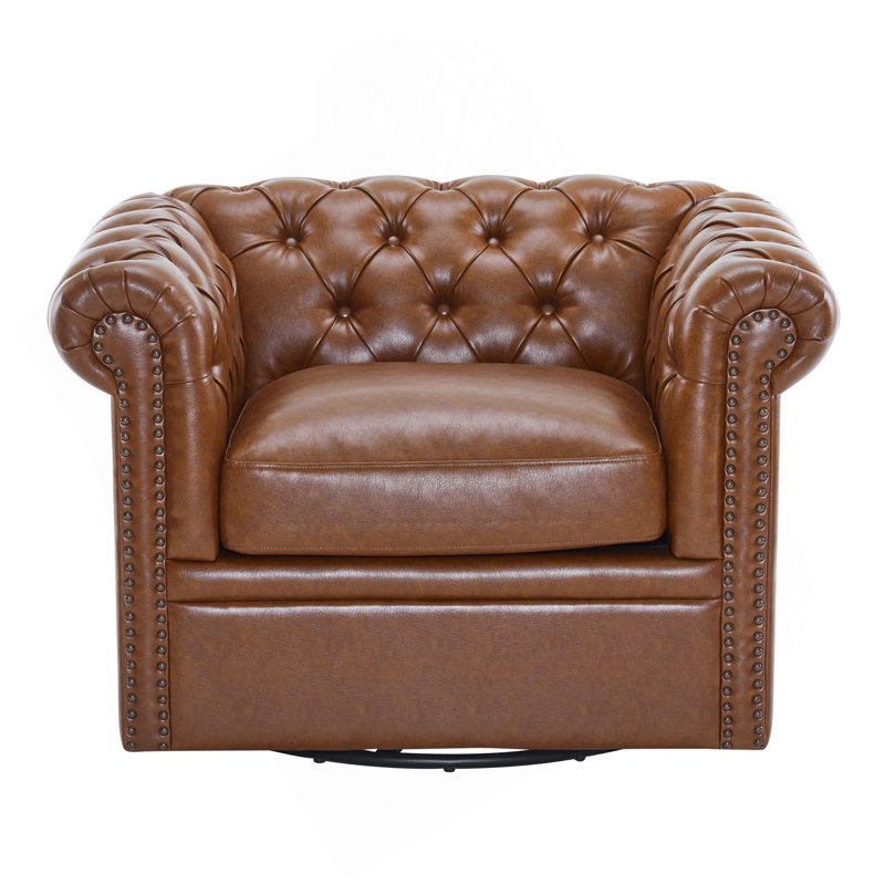 Fauteuil club pivotant Chesterfield, Cognac
