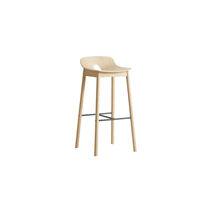 Mono Bar Stool, Counter Stool (25.59'' Seat Height), Oak/Black