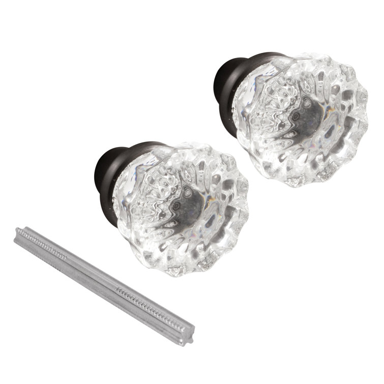 Mortise Style Fluted Glass Door Knobs - Perfect for Replacing Broken Antique Lock Sets on Interior Doors, Features 2 In. Outside Diameter Knobs (Single Pack)