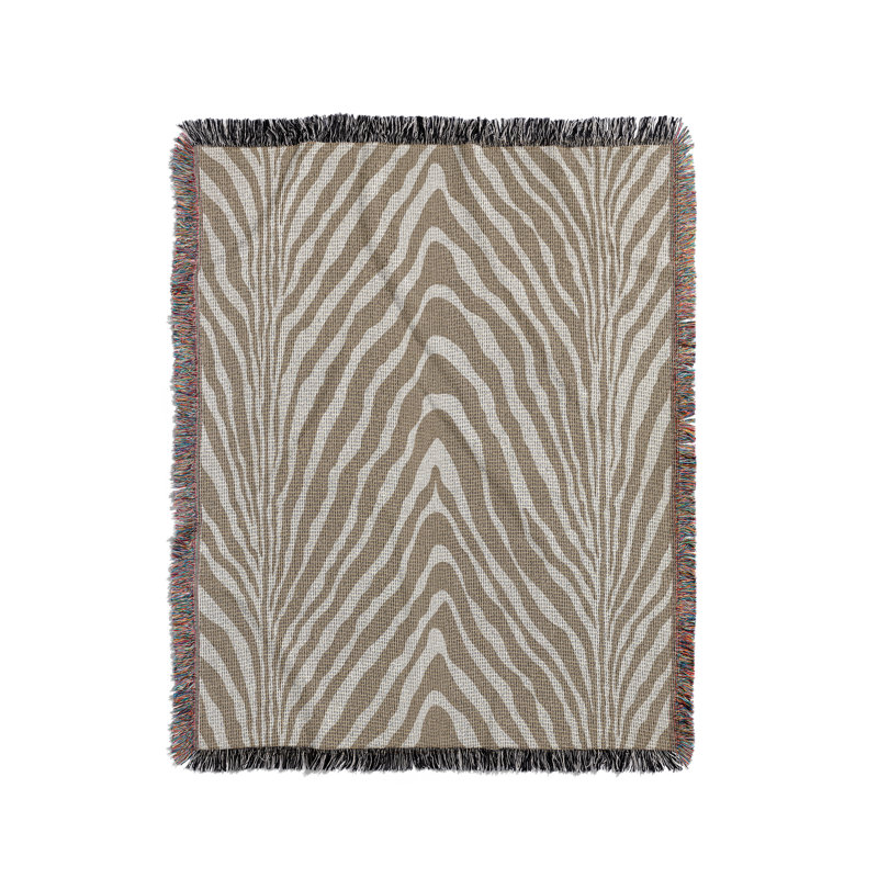 Jeté en mélange de coton à imprimé animal Zoe, L 60 po x l 60 po, Beige