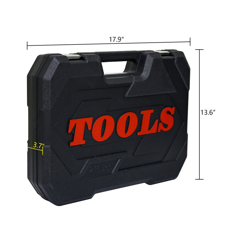 Tool Kit and Socket Wrench Set 216pcs - Basic Portable Manual Repair Tool Set for Home Use, Includes Case and Ratchet Wes and Wrenches, Suitable for Men and Women