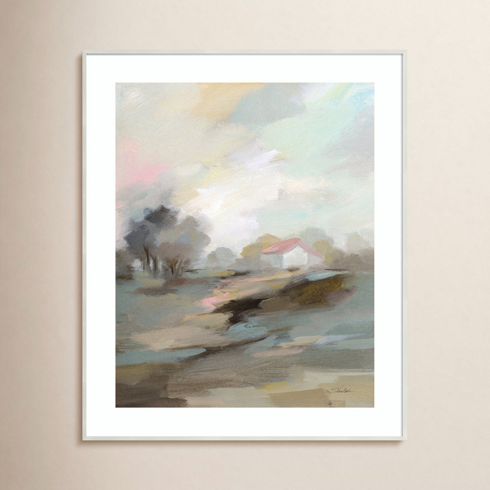 Farm in April Print by Silvia Vassileva, White, 28" W x 33" H