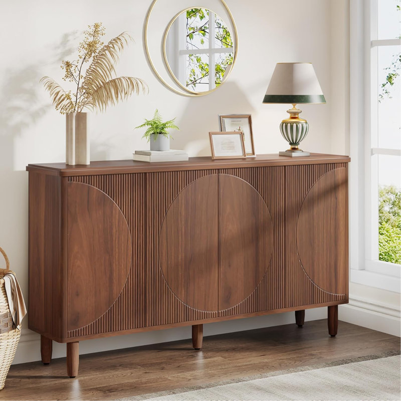 59.74" Modern Rustic Brown Buffet Sideboard Cabinet With Storage, Rustic Brown