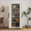 Cabinets, garde-manger autoportant blanc cassé 62,99 po avec portes et amp; Tablettes | Minimaliste | Panneau de fibres à densité moyenne