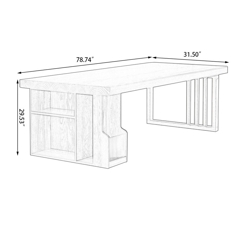 Bureaux rectangulaires en bois massif Burlywood, H 29,53 po x l 78,74 po x P 31,5 po