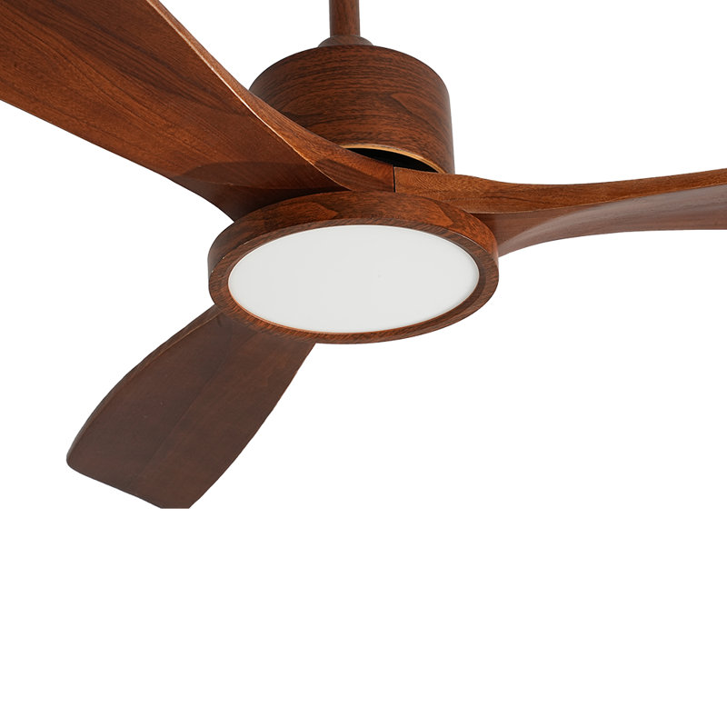 Ventilateur de plafond en bois massif de 132 cm (52 ​​po) avec éclairage à intensité variable, application et télécommande, moteur CC réversible silencieux à 6 vitesses