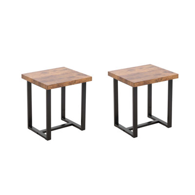 Table d'appoint polyvalente 2 pièces en MDF noyer avec pieds en métal, parfaite pour une utilisation intérieure et extérieure, durable et élégante