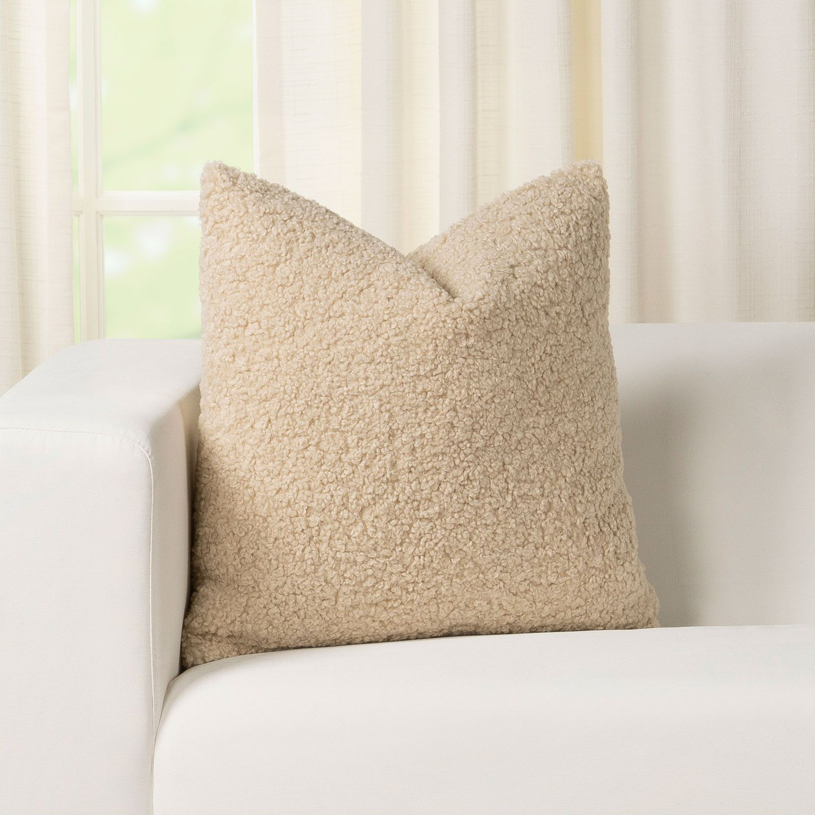 Hanka Throw Pillow, 19" x 19", Linen