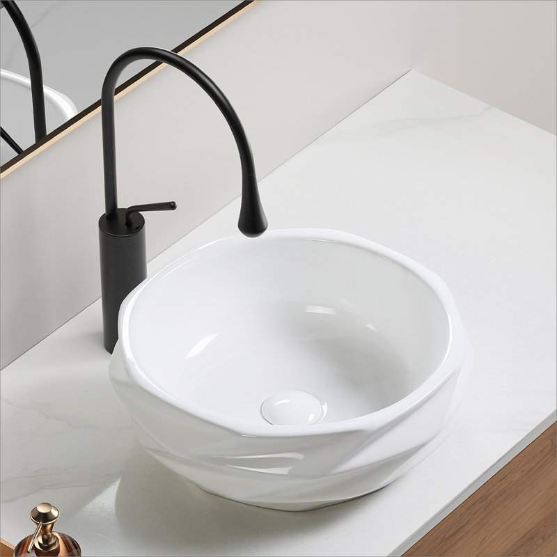 Round Ceramic Vessel Sink For Bathroom