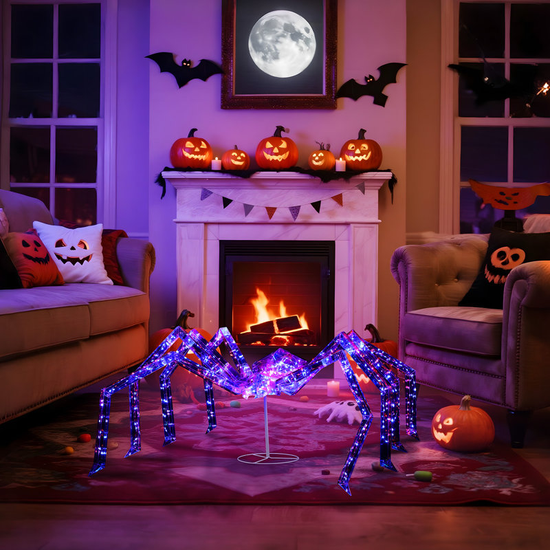 Araignée lumineuse d'Halloween de 90 cm avec 340 lumières - Décoration extérieure