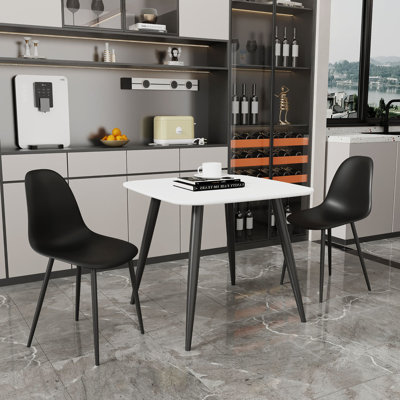 Aspen 3-Piece Dining Set - Compact Square Table & 2 Curved Plastic Chairs