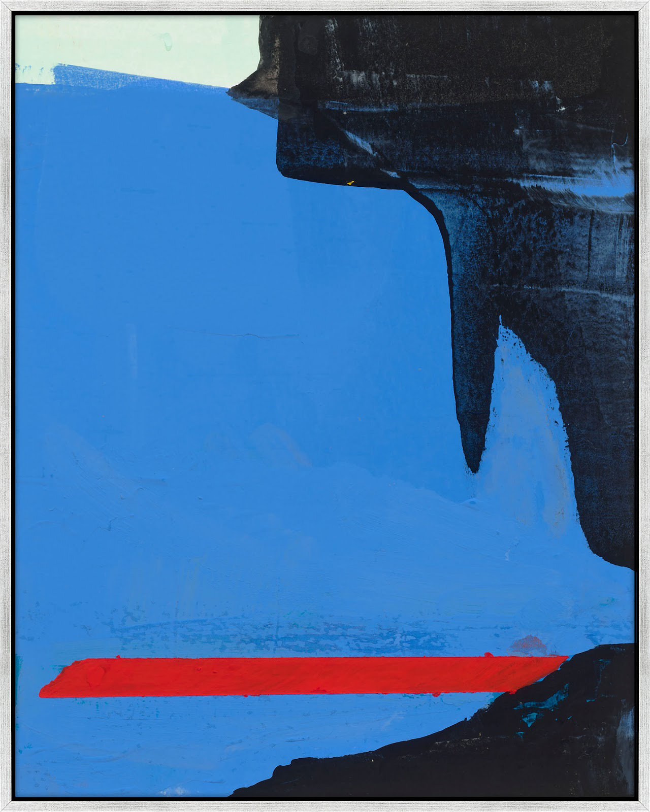 Goulding "Beneath the Blue 3" Painting, Silver Framed, 20" H x 16" W x 1.375" D