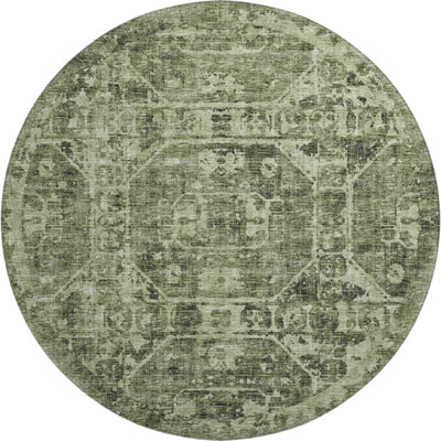 Premium Machine Washable Kelsa AMF41 Olive Rug