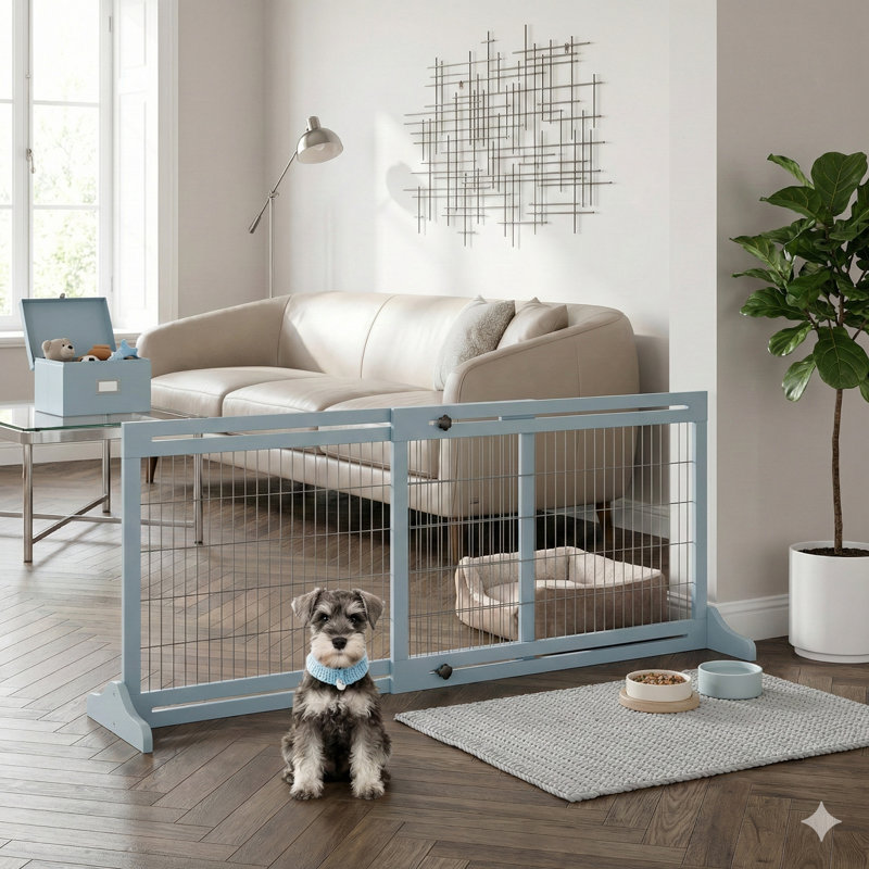 Barrière pour animaux, barrière pour animaux en bois, barrière pour animaux autoportante pour votre maison, Gris