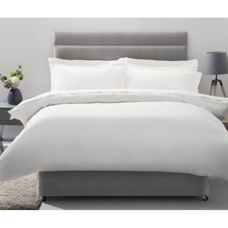 Cotton Solid Colour Duvet Cover Set with Pillowcases, White, Single Duvet Cover + 1 Standard Pillowcase