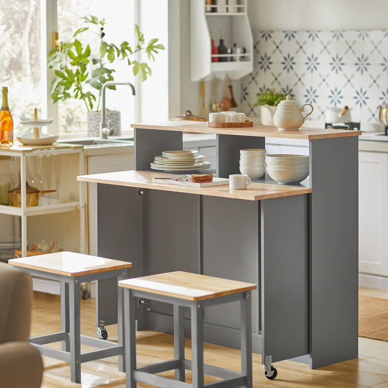 Janley Wood Kitchen Island, Grey