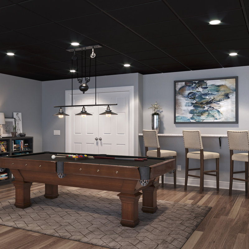 Genesis 2ft x 2ft Black Stucco Pro Revealed Edge Ceiling Tiles - Easy Drop-in Installation – Waterproof, Washable and Fire-Rated - High-Grade PVC to Prevent Breakage - Package of 12 Tiles
