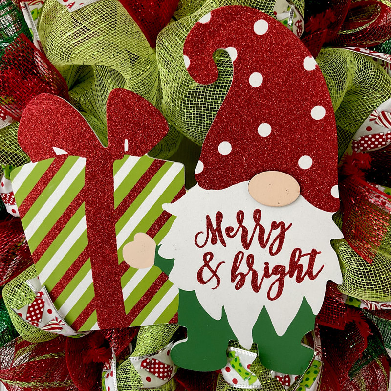 Couronne de Noël gnomes joyeux et lumineux