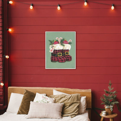 Holiday Merry Boots Framed Giclee, design by Diane Kater