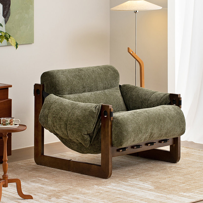 Chaise longue d'appoint en bois de frêne, Vert