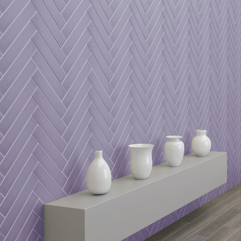 Curvaceous 3" x 12" Ceramic Wall Tile, Lilac