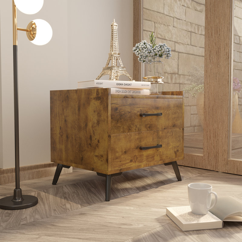 20'' 2-Drawer Nightstand, Brown