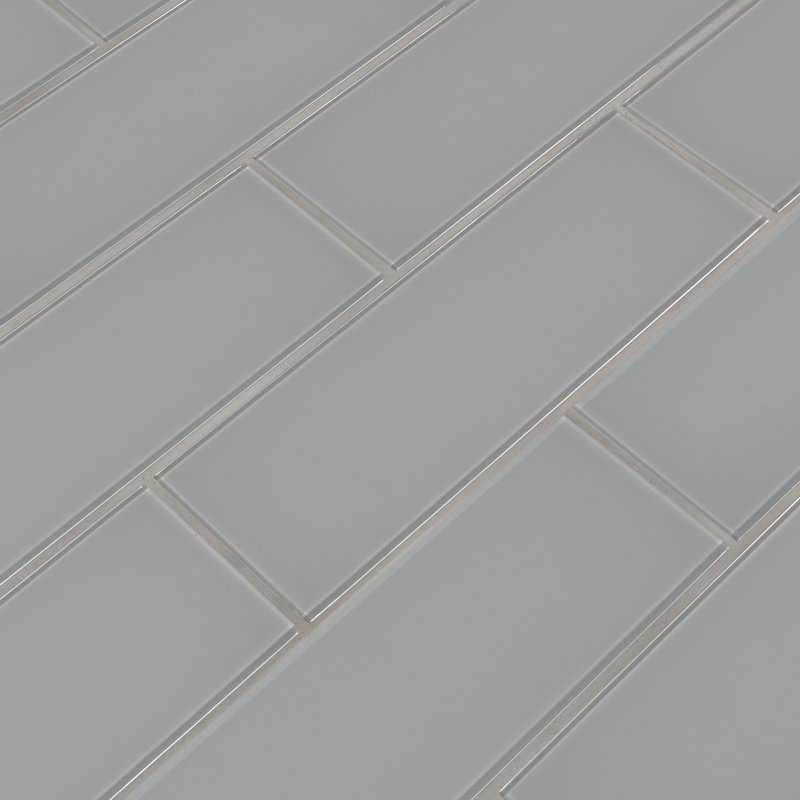 Subway 4 in. x 12 in. Glossy Glass Wall Tile, Taviro Gris