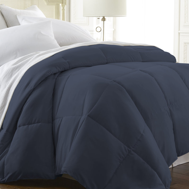 Navy King Reversible Down Alternative Microfiber Comforter Set