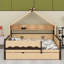 Lit de jour avec lit gigogne et étagères intégrées, structure de baldaquin en forme de maison pour chambres d'enfants-448994476-448994478